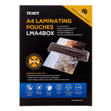 Texet A4 Laminator Pouches 100pk | LMA4BOX