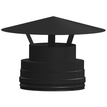 System 2 T/Wall Black Ins 125mm Cowl-Raincap