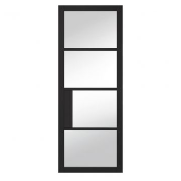 Indoors Portland 4 Panel Clear Glazed Black Door - 78 Inch x 30 Inch (1981mm x 762mm)