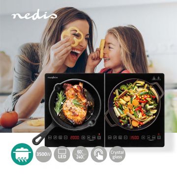 Nedis 2 Zone Induction Hob 3500w - Black | KAIP113CBK1