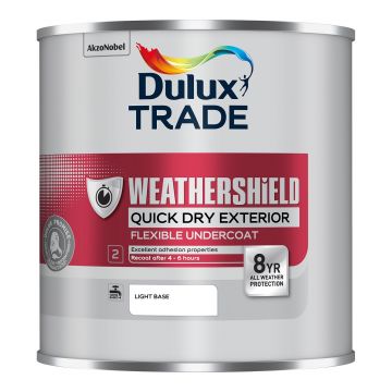 Dulux Trade Weathershield Quick Dry Exterior Flexible Undercoat Light Base 1l