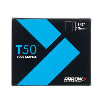 Arrow Staples T50/55 12mm (1/2") 1250/box 50012