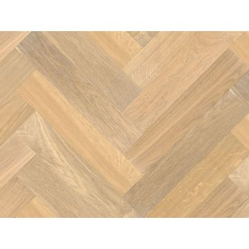 Herringbone Smoked, White & UV Matt Lacquered Darwin Oak Engineered Flooring - 90mm x 18mm x 450mm  - Pack covers 0.405m2 