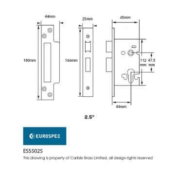 Eurospec 63mm Ss Euro Cylinder Sashlock Case