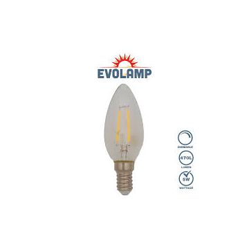 Evolamp 5w LED Dimmable Candle Filiment Clear