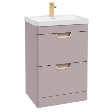 Freya Floorstanding Unit 600mm Matt Cashmere 2 Drawer Pink/Gold Handle