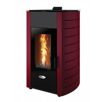 SOLIS K2300-2 23kW Pellet Stove Claret Curved Panel Boiler Model