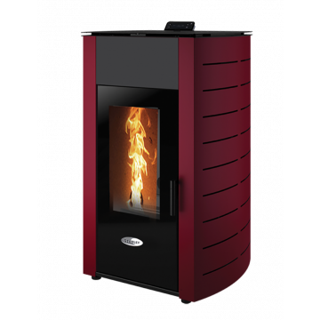 SOLIS K1700-2 12kW Pellet Stove Claret Curved Panel Boiler Model