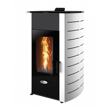 SOLIS K2300-2 23kW Pellet Stove White Curved Panel Boiler Model