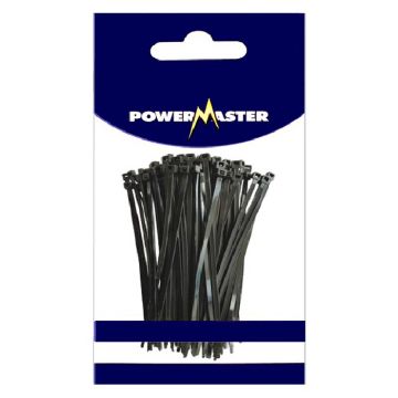 Powermaster 550 x 9mm Black Cable Ties (Pack 100)