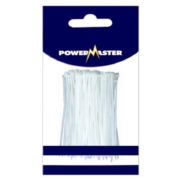 Powermaster Cable Ties 300 x 4.8mm Nat 100/pack