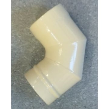 System 7 Vitreous Enamel Flue 125mm x 45 Degree Bend Cream