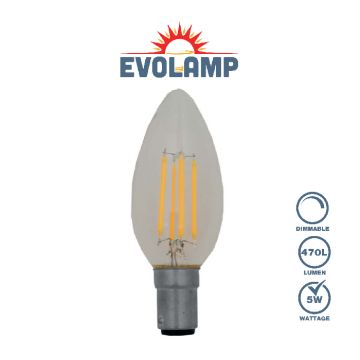 Evolamp 5w Sbc LED Dimmable Clear Candle