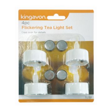 Kingavon 4pc Flickering Tea Light Set