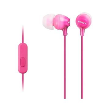 Sony In-Ear Wired Headphones with Mic & Silicone Earbuds - Pink | MDREX15LPPI.AE 