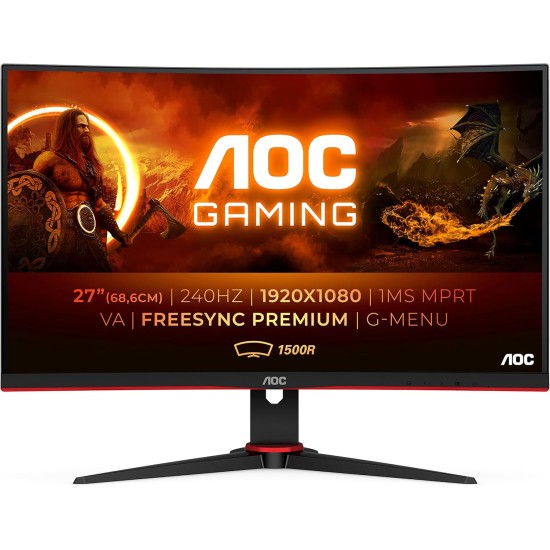 AOC G2 Series 27" 240Hz 1ms Free Sync Full HD 1080p LED Screen Curved Gaming Monitor | C27G2ZE/BK