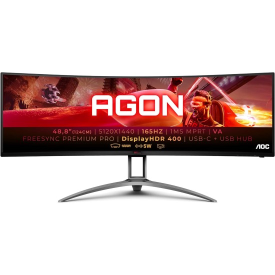 AOC AGON Series 49" 165Hz 1ms Free Sync Dual Quad HD Ultra-Wide Curved Gaming Monitor | AG493UCX2