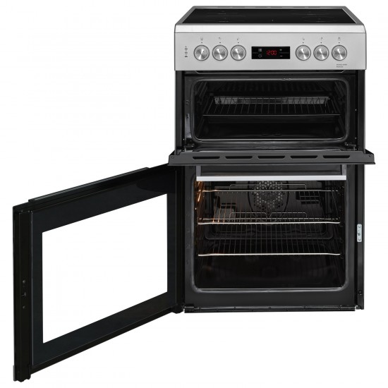 BEKO 60cm Double Oven Electric Cooker with Ceramic Hob SILVER | KDC653S