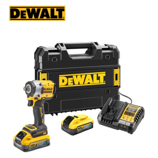 DeWalt 18v XR Brushless 1/2" Compact Impact Wrench Kit c/w 2x 5.0Ah Batteries & Charger | DCF921H2T-GB