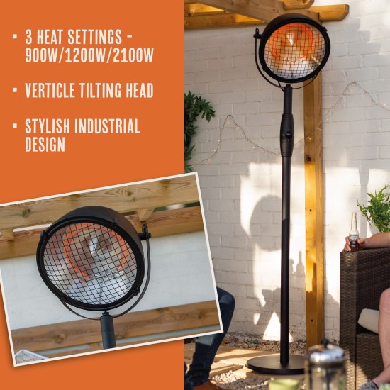 La Hacienda Black Vintage Searchlight Outdoor Patio Garden Heater  | 69551