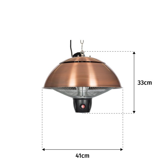 La Hacienda Outdoor Hanging Mushroom Copper Heater with LED Light | 69565