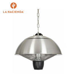 La Hacienda Outdoor Hanging Mushroom Silver Heater with LED Light | 69564