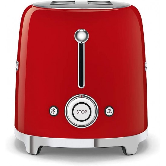 SMEG 50's Retro Style Aesthetic 2 Slice Toaster RED | TSF01RDUK