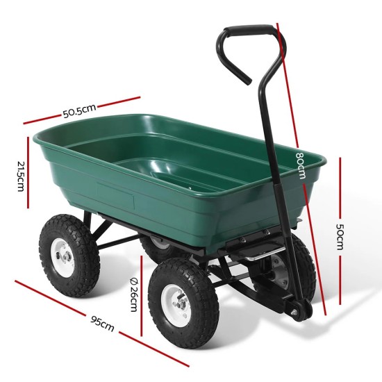 Hamble Garden Dump Cart 250kg 75L Hand Trailer Tipper Trolley Pull Wheelbarrow | BB-ST302