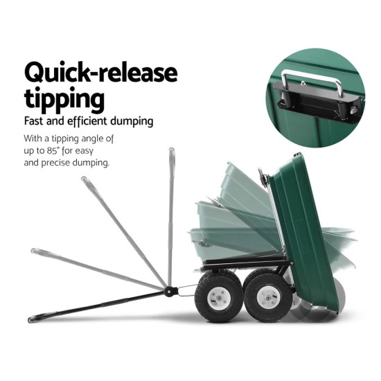 Hamble Garden Dump Cart 250kg 75L Hand Trailer Tipper Trolley Pull Wheelbarrow | BB-ST302