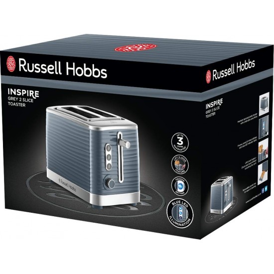 Russell Hobbs Inspire Grey 2 Slice Toaster | 24373