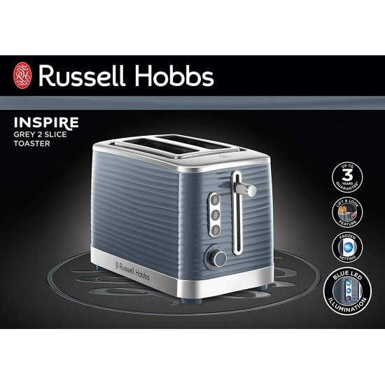 Russell Hobbs Inspire Grey 2 Slice Toaster | 24373