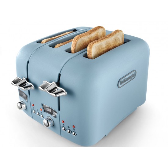 De'Longhi Argento Flora Blue 4 Slice Toaster | CT04.AZ